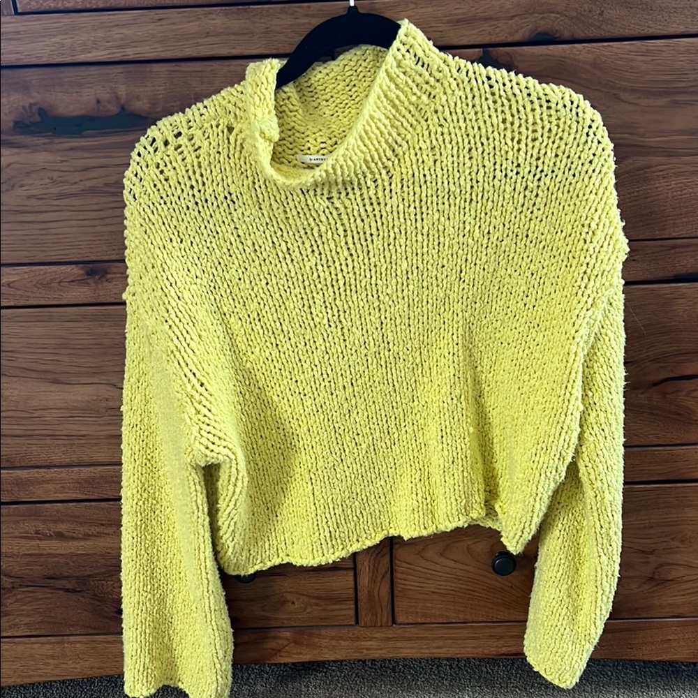 Anthropologie Yellow Cowl Neck Sweater with Chunky Knit